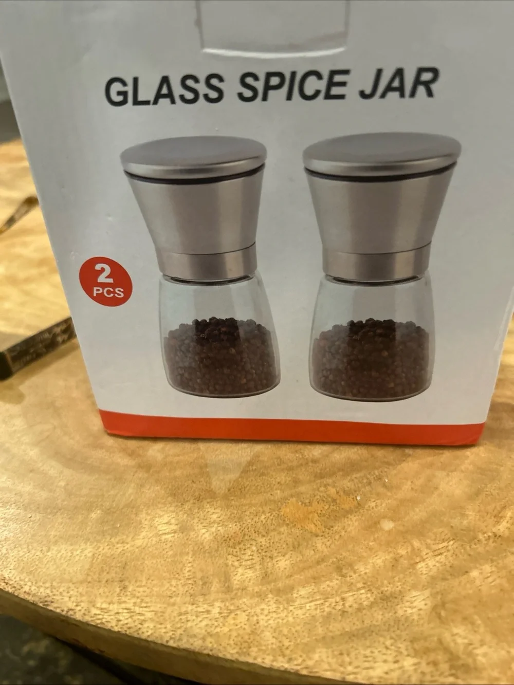 Stainless Steel Spice and Glass Jar & Grinder Set - Clear Glass Jar & Silver Lid